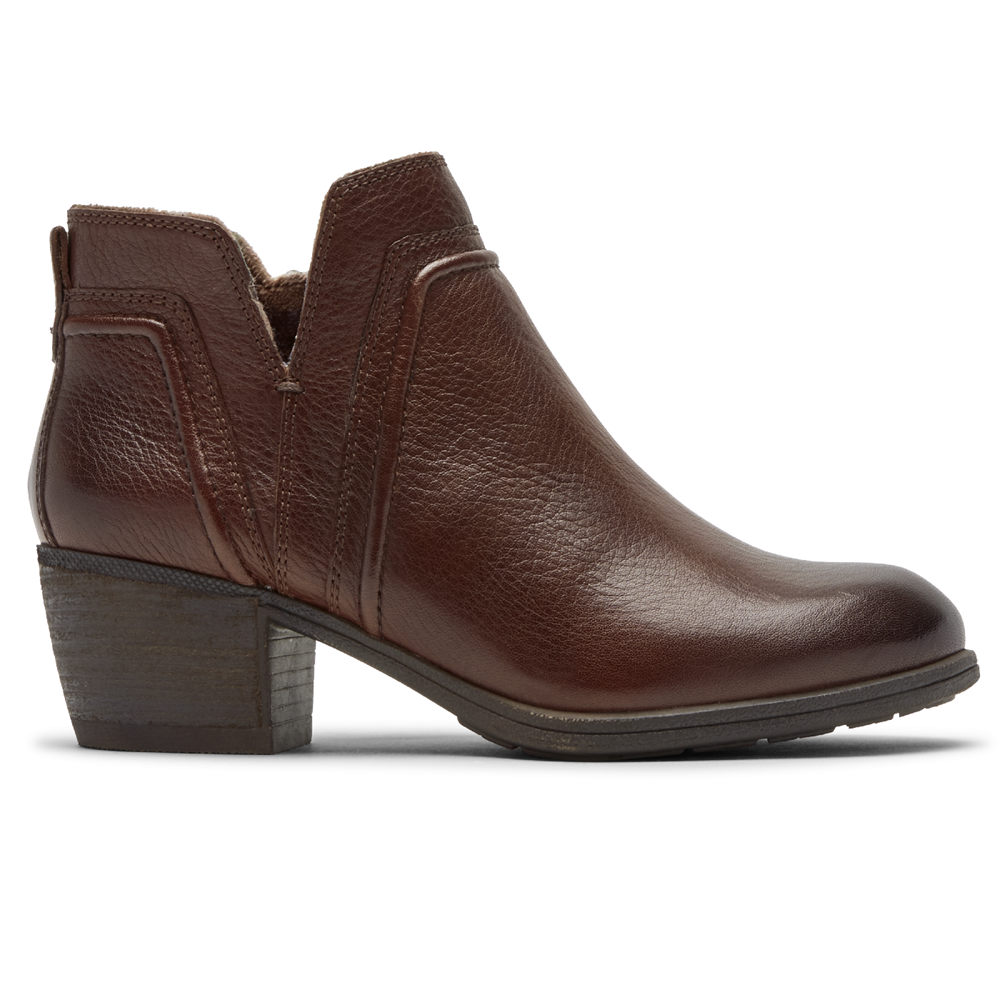 Rockport Womens Cobb Hill Anisa V-Cut - Booties Brown - RQL892307